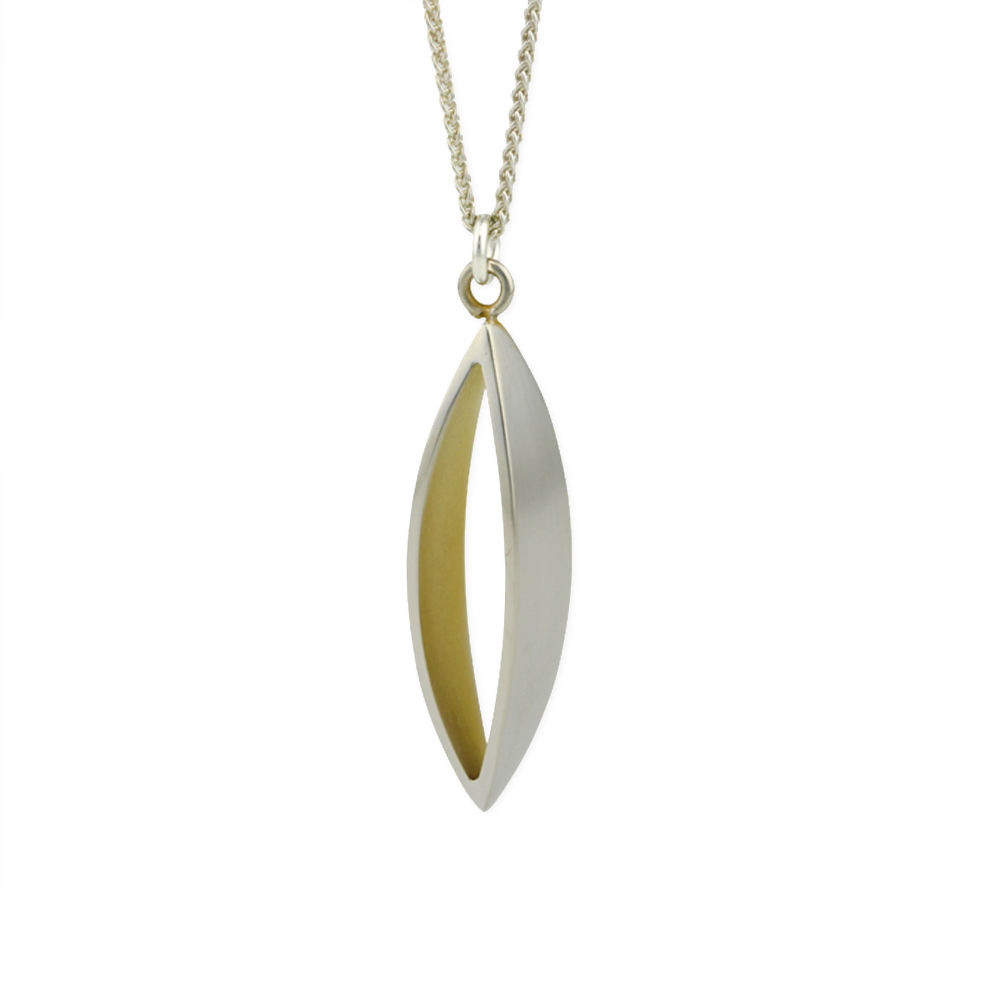 Large Petal Pendant and Silver Chain