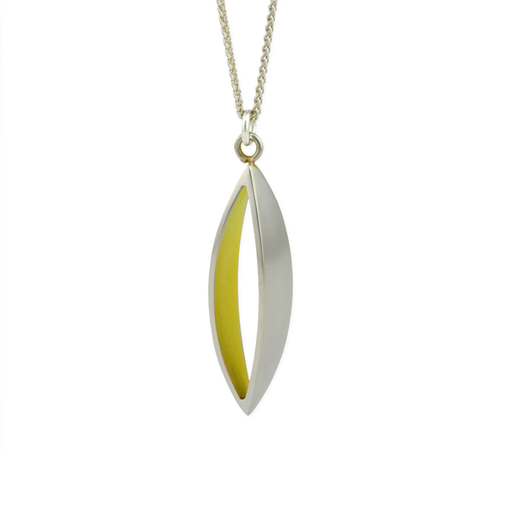 Large Petal Pendant and Silver Chain