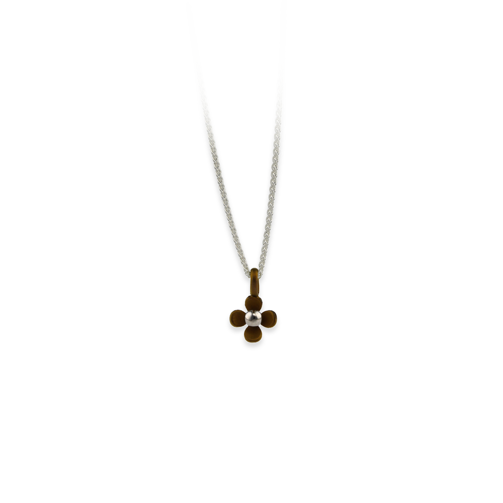 Small Four Petal Flower Pendant Necklace