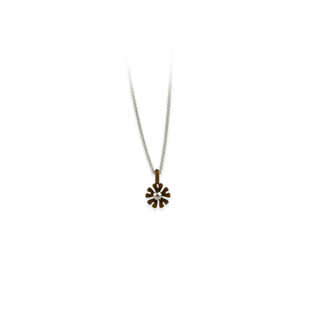 Small Ten Petal Flower Pendant Necklace