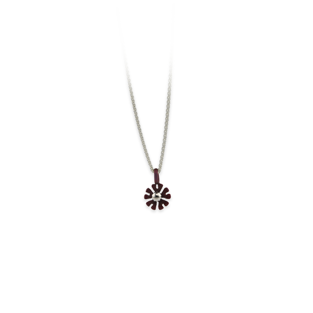 Small Ten Petal Flower Pendant Necklace