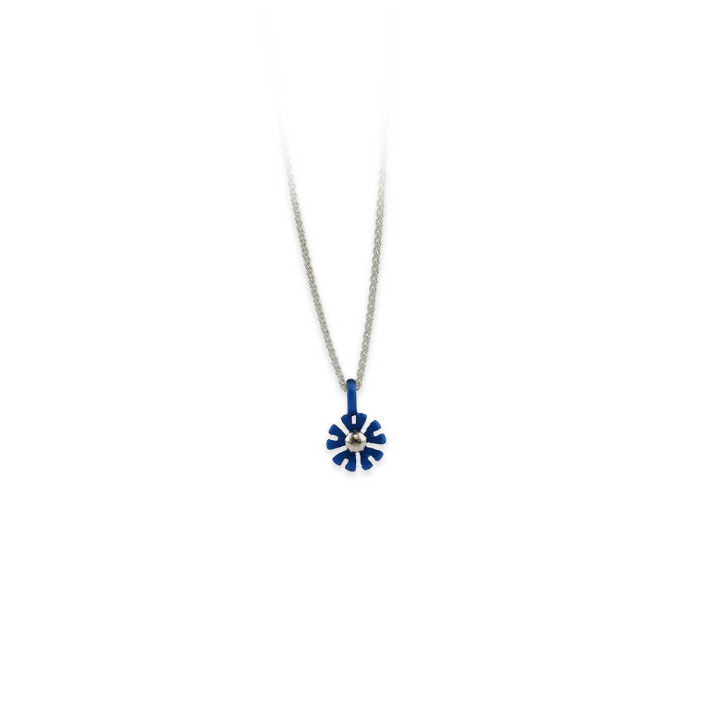 Small Ten Petal Flower Pendant Necklace