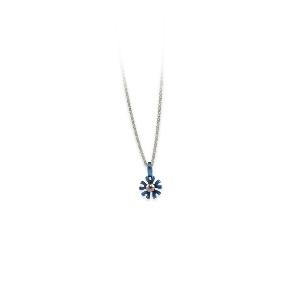 Small Ten Petal Flower Pendant Necklace
