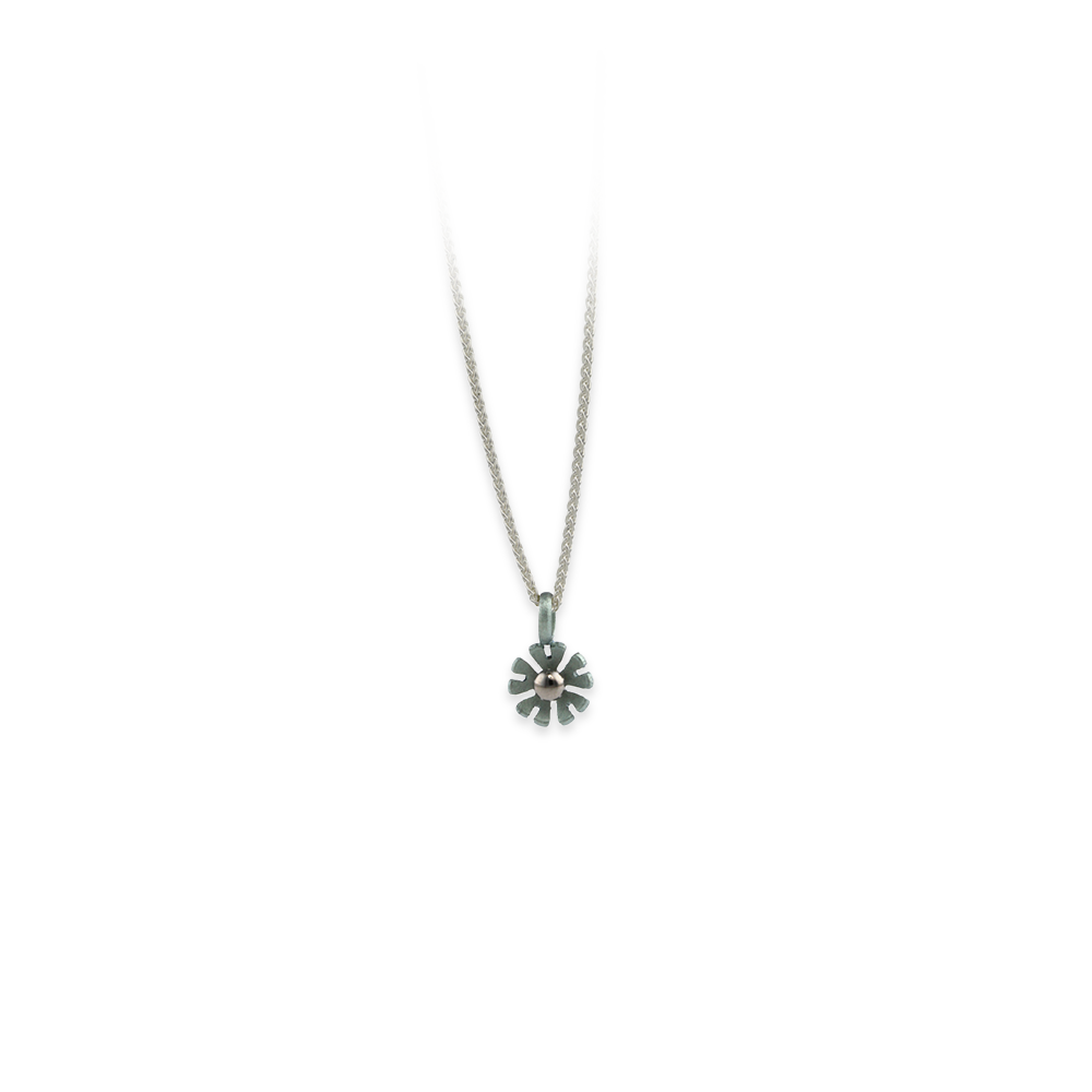 Small Ten Petal Flower Pendant Necklace