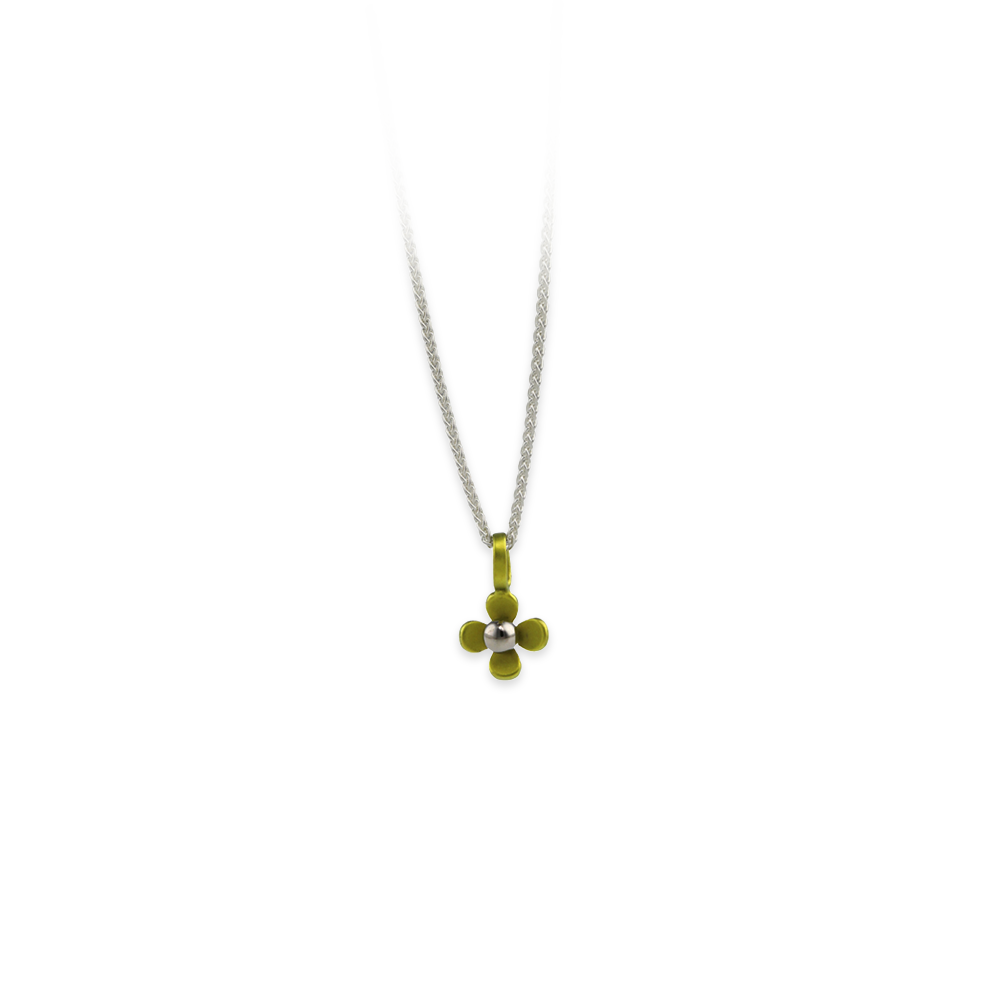 Small Four Petal Flower Pendant Necklace
