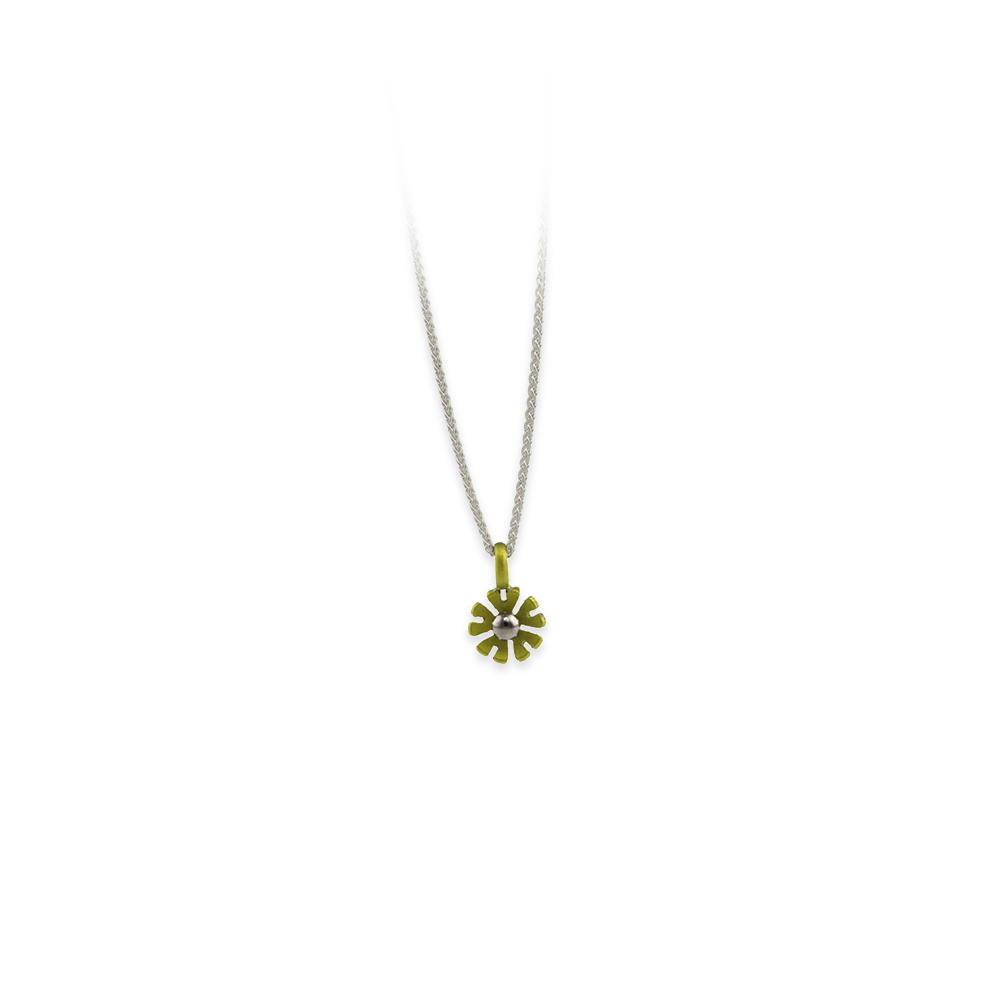 Small Ten Petal Flower Pendant Necklace