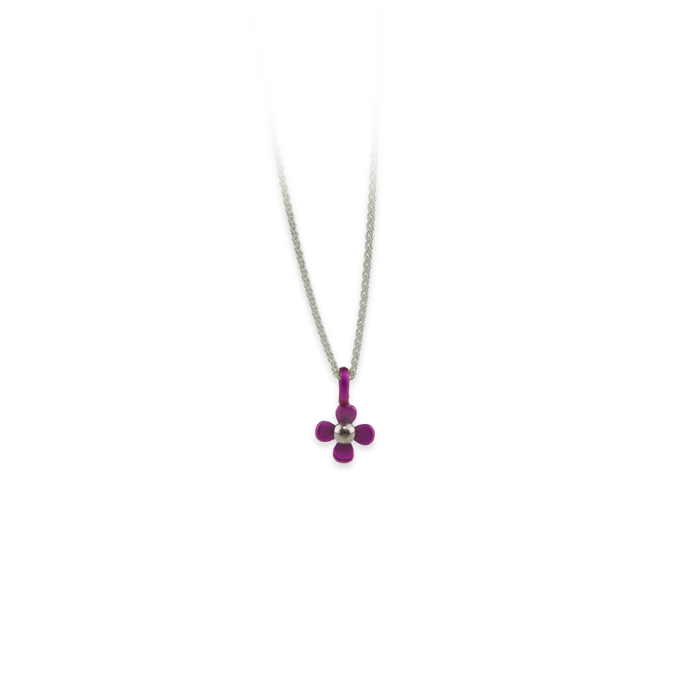 Small Four Petal Flower Pendant Necklace
