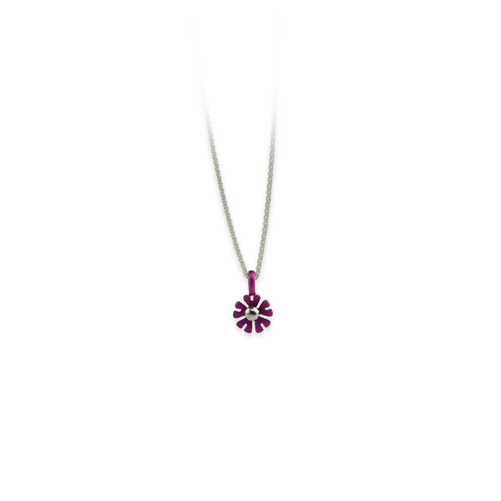 Small Ten Petal Flower Pendant Necklace