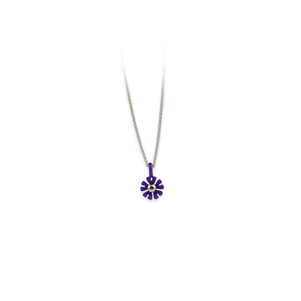 Small Ten Petal Flower Pendant Necklace
