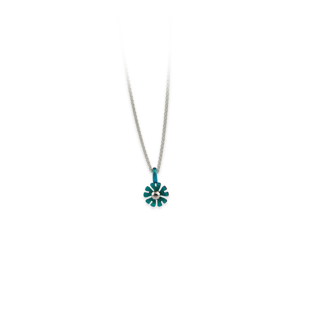 Small Ten Petal Flower Pendant Necklace