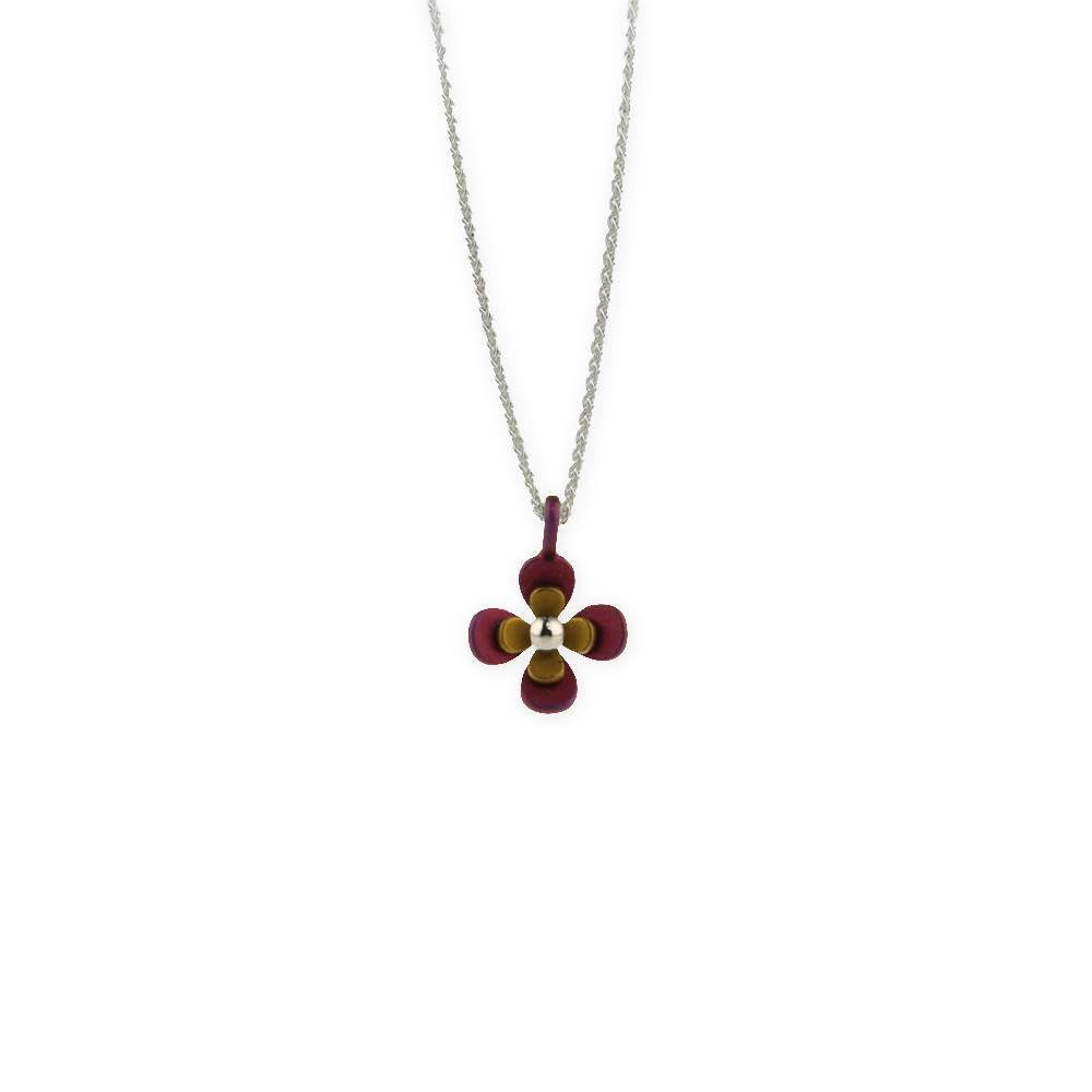 Double Four Petal Flower Pendant