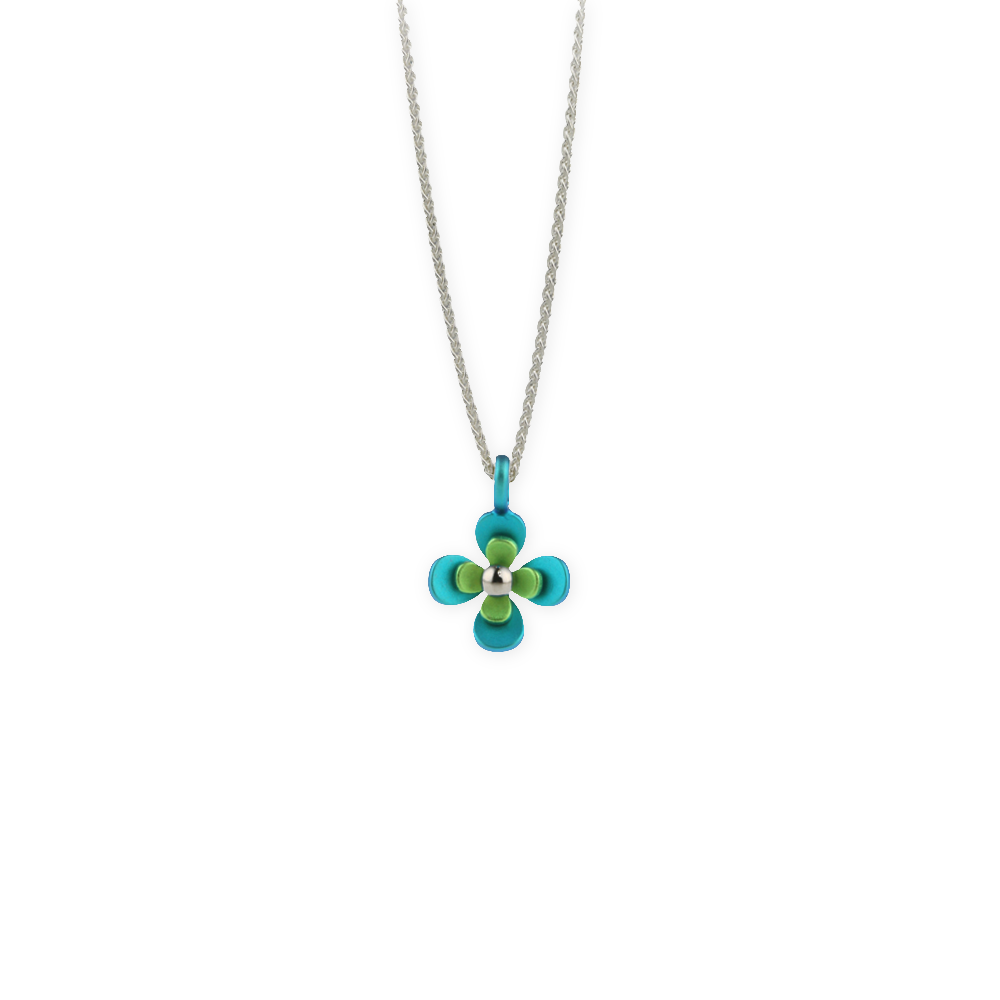 Double Four Petal Flower Pendant