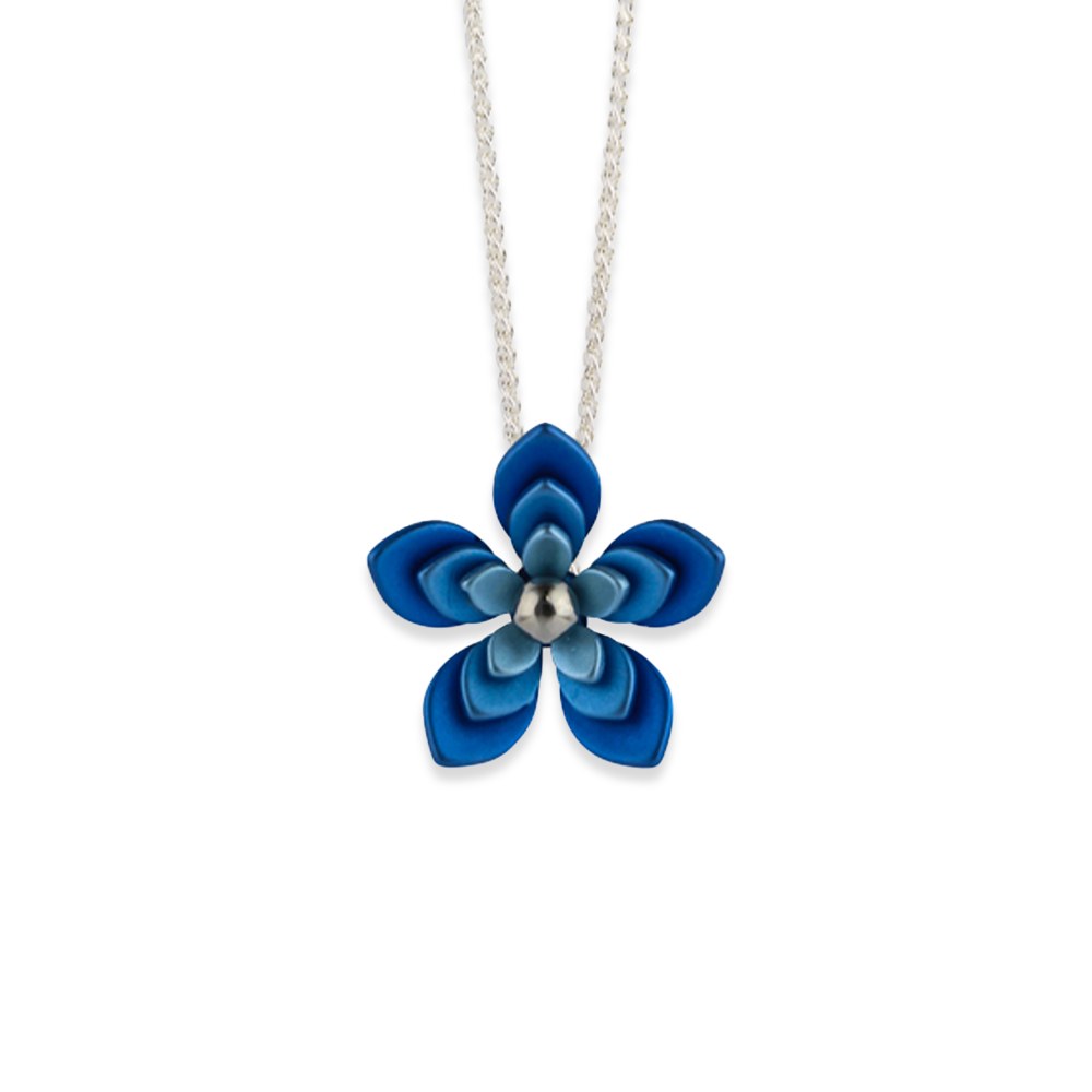 Triple Five Petal Flower Pendant Necklace