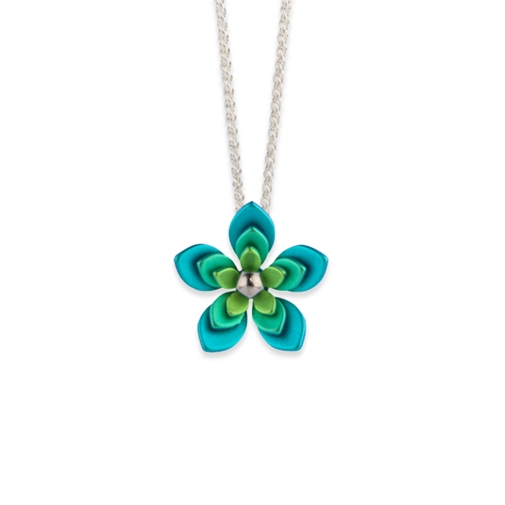 Triple Five Petal Flower Pendant Necklace