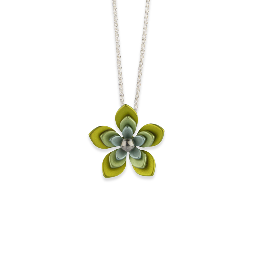 Triple Five Petal Flower Pendant Necklace
