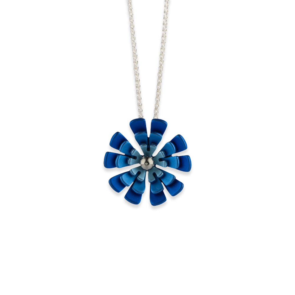 Triple Ten Petal Flower Pendant Necklace