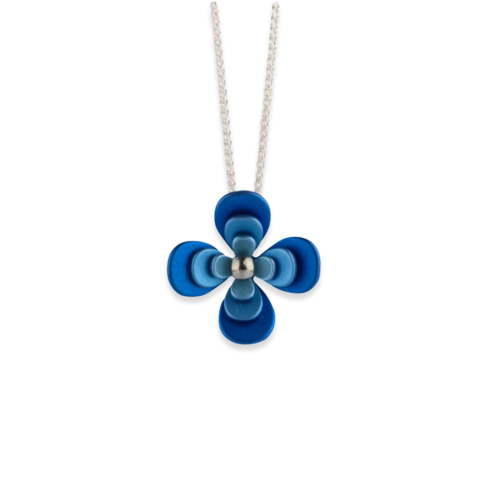 Triple Four Petal Flower Pendant Necklace