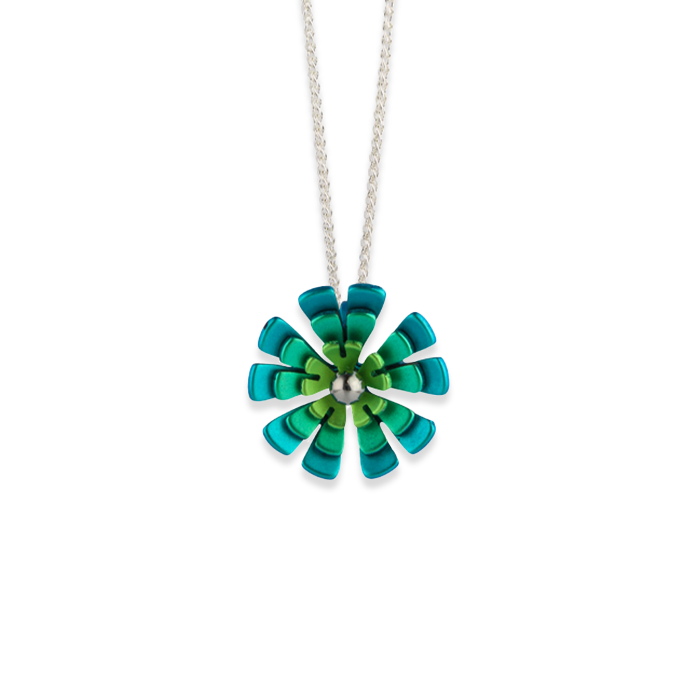 Triple Ten Petal Flower Pendant Necklace