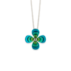 Triple Four Petal Flower Pendant Necklace