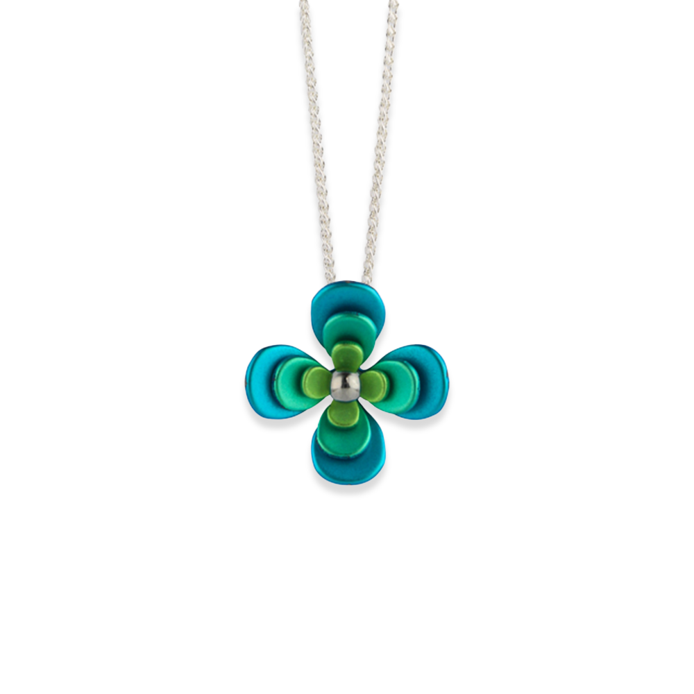 Triple Four Petal Flower Pendant Necklace
