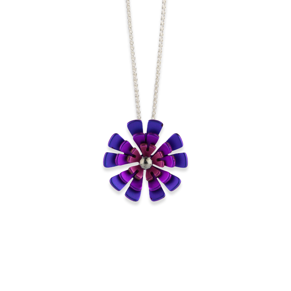 Triple Ten Petal Flower Pendant Necklace