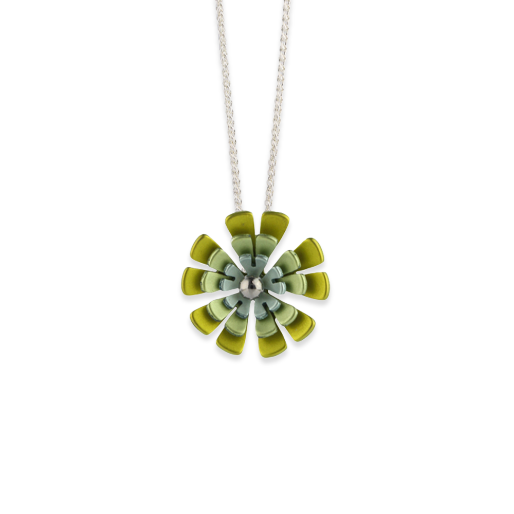 Triple Ten Petal Flower Pendant Necklace