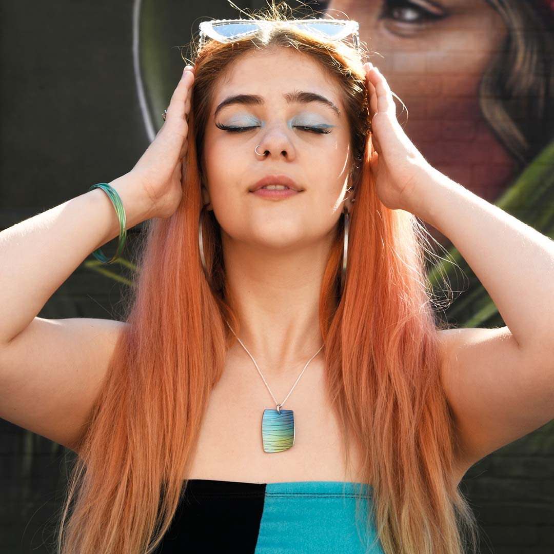 Extra large Scratch Art Pendant