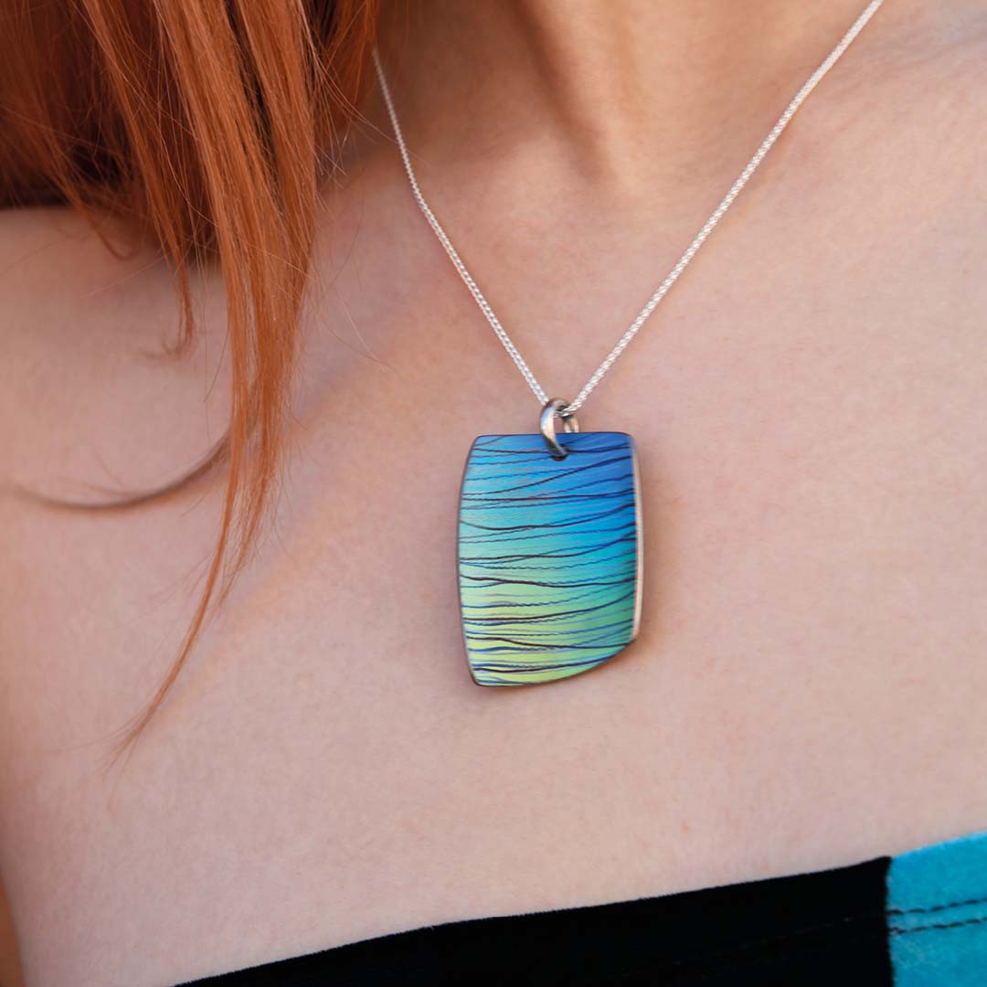 Extra large Scratch Art Pendant