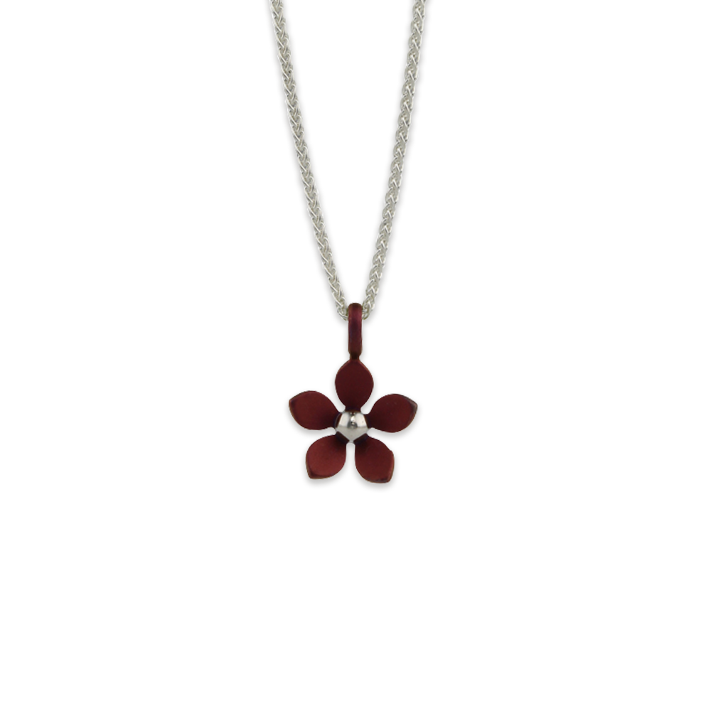 Medium Five Petal Flower Pendant Necklace