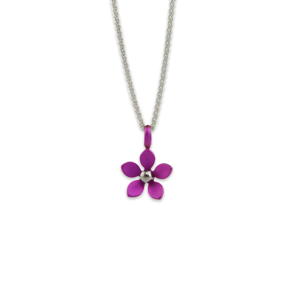 Medium Five Petal Flower Pendant Necklace