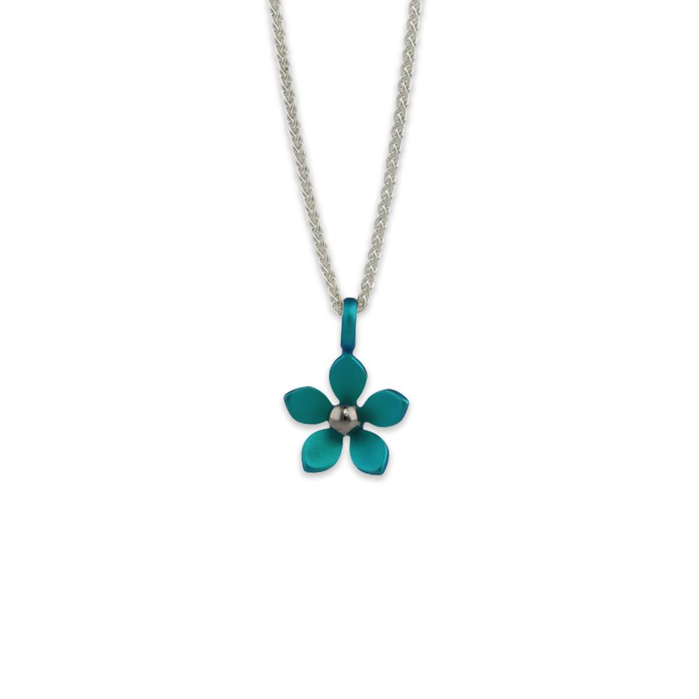 Medium Five Petal Flower Pendant Necklace