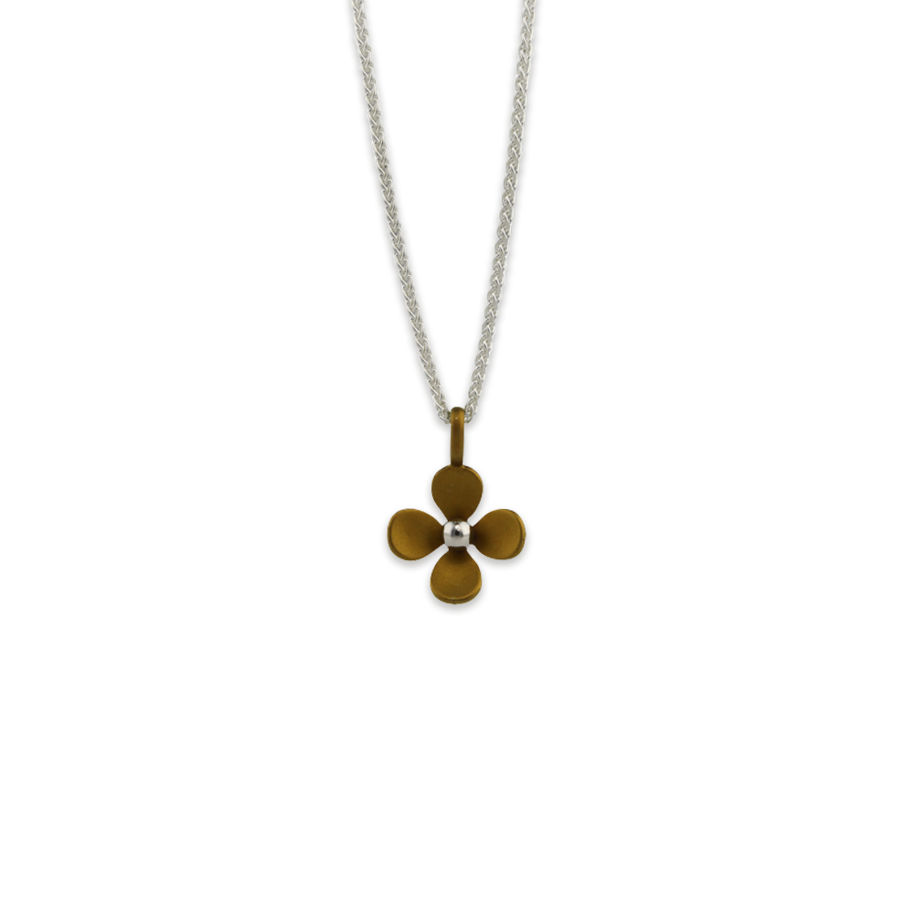 Medium Four Petal Flower Pendant Necklace