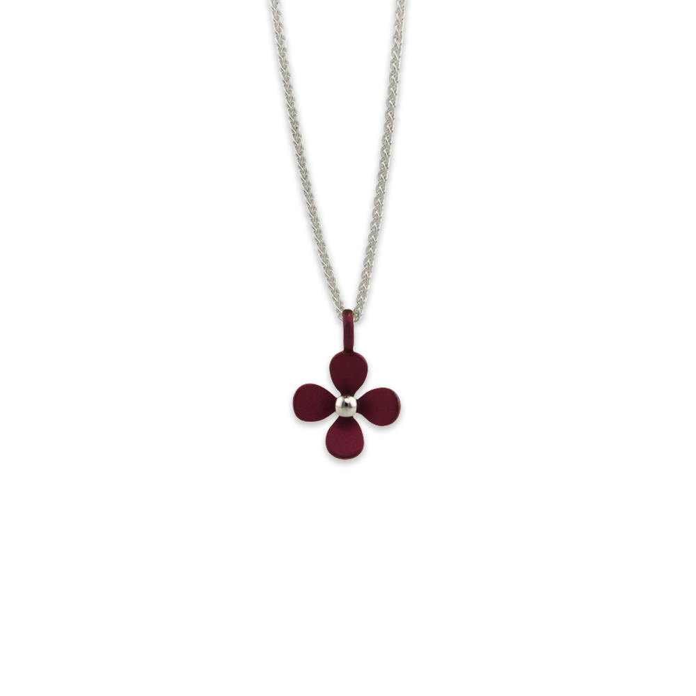 Medium Four Petal Flower Pendant Necklace