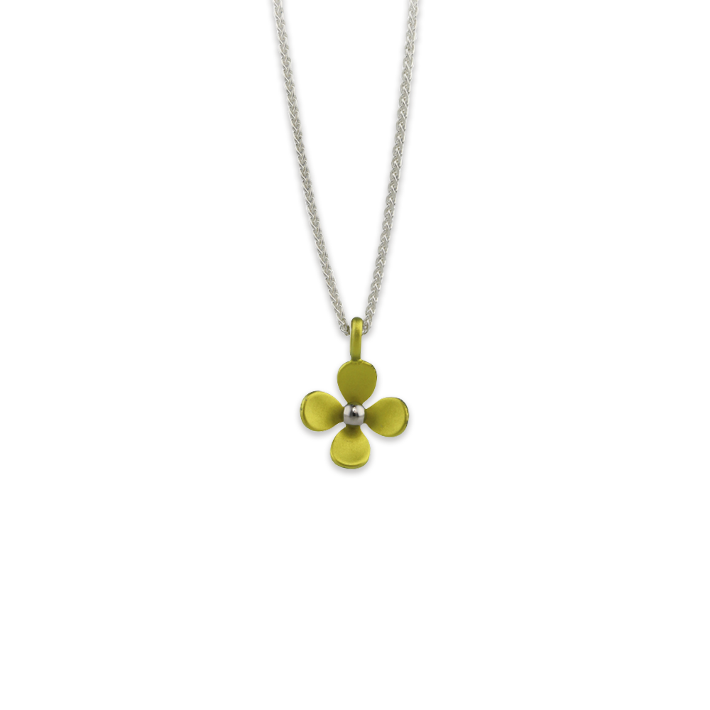 Medium Four Petal Flower Pendant Necklace