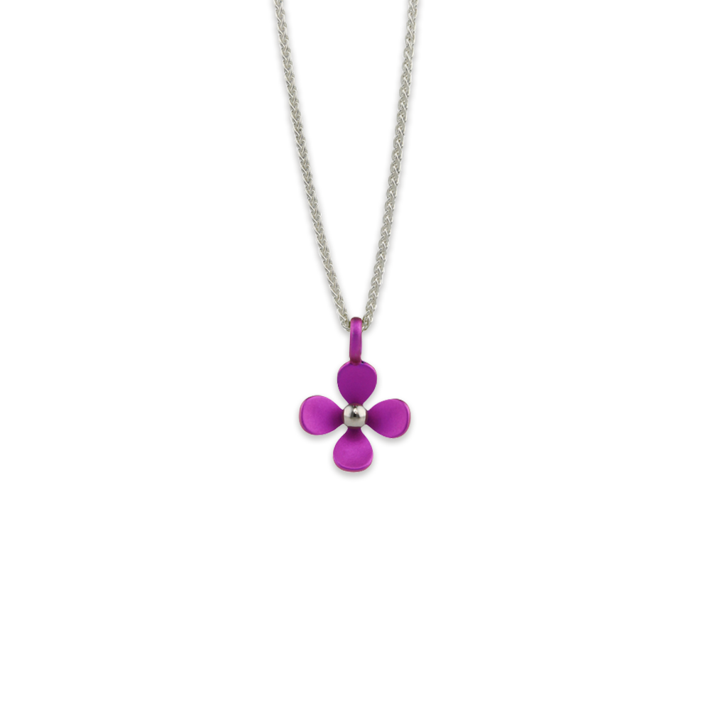 Medium Four Petal Flower Pendant Necklace