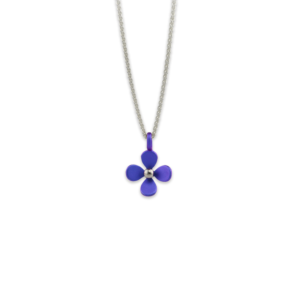 Medium Four Petal Flower Pendant Necklace