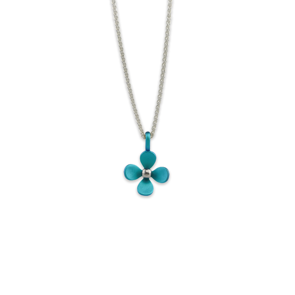 Medium Four Petal Flower Pendant Necklace