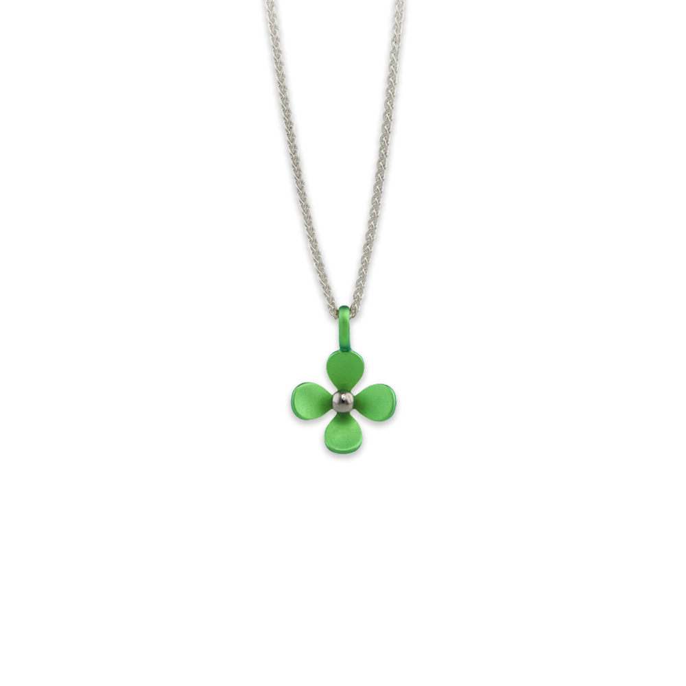 Medium Four Petal Flower Pendant Necklace