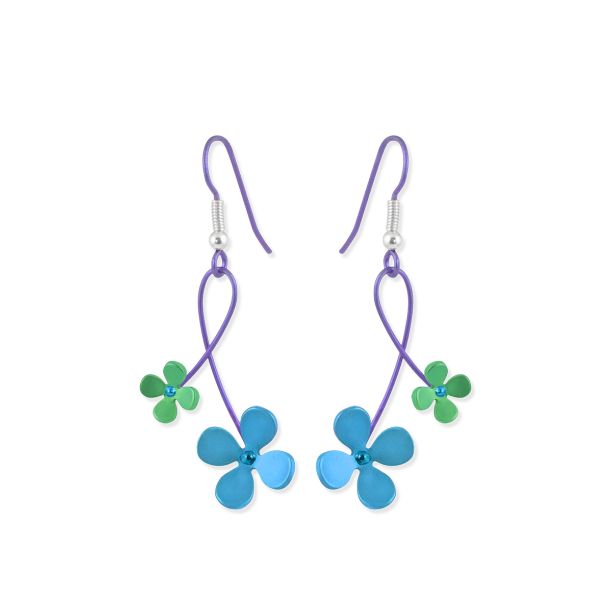 Double Four Petal Flower Drops