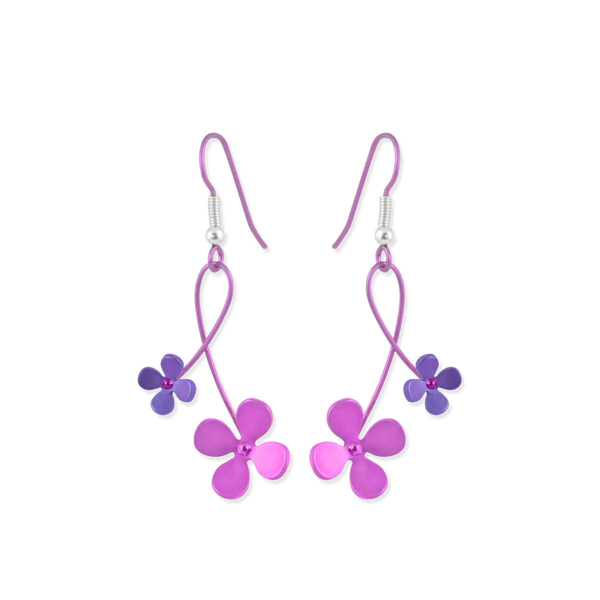 Double Four Petal Flower Drops