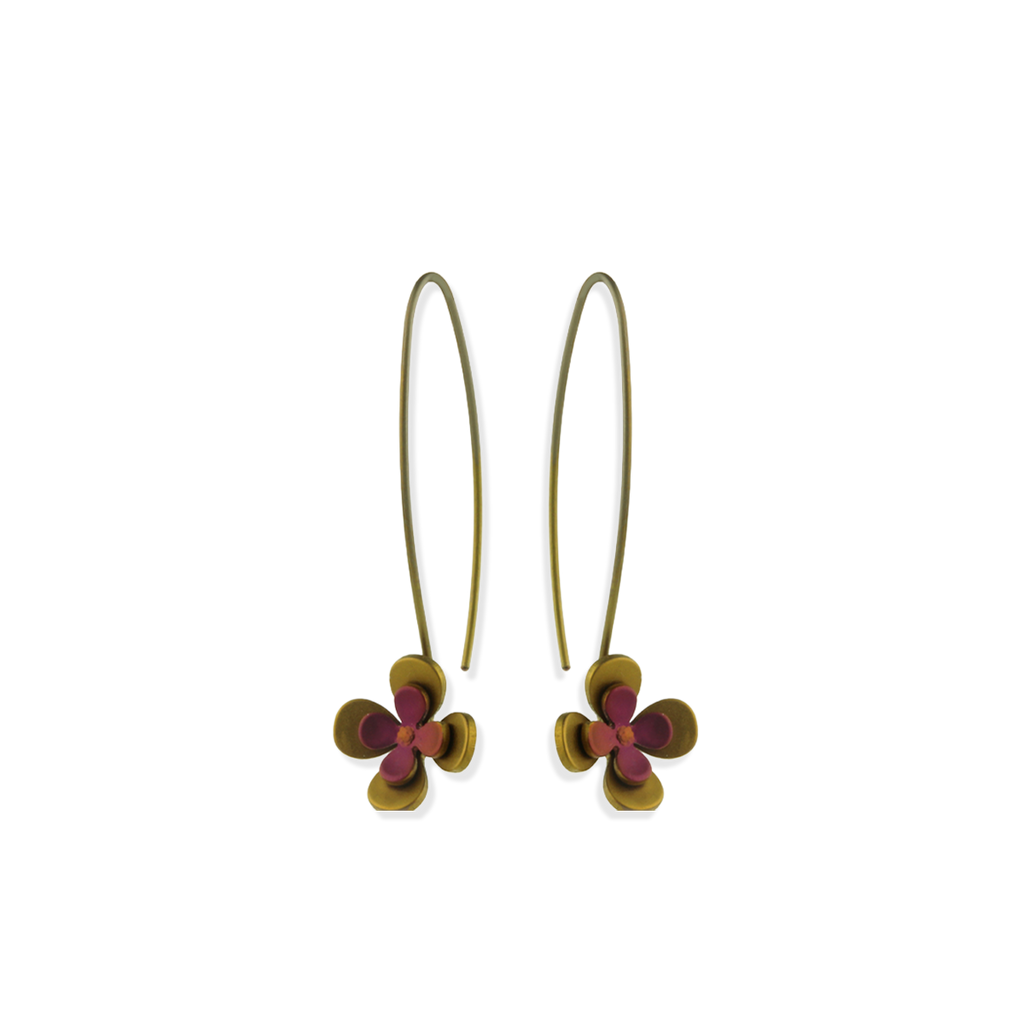 Double Four Petal Flower Drops