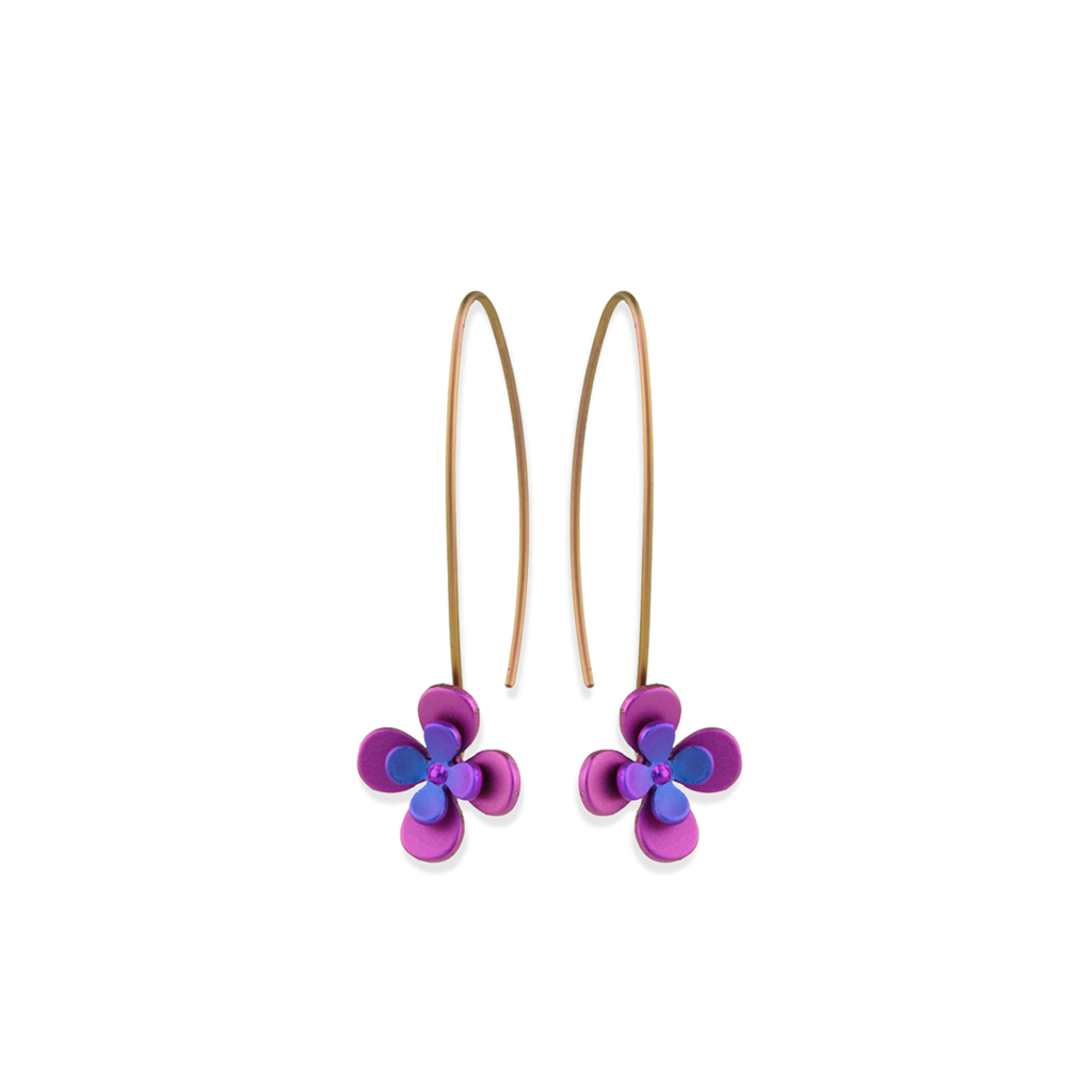 Double Four Petal Flower Drops