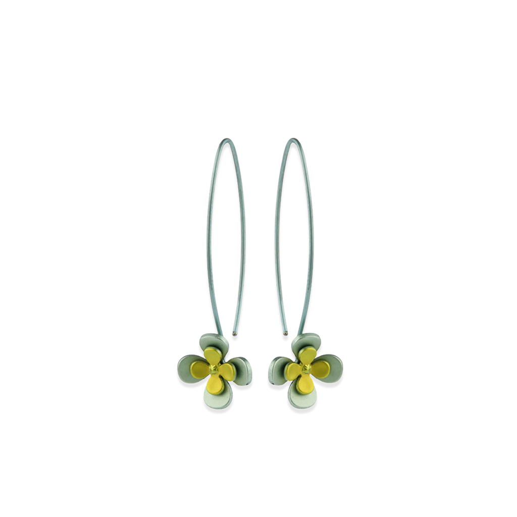 Double Four Petal Flower Drops