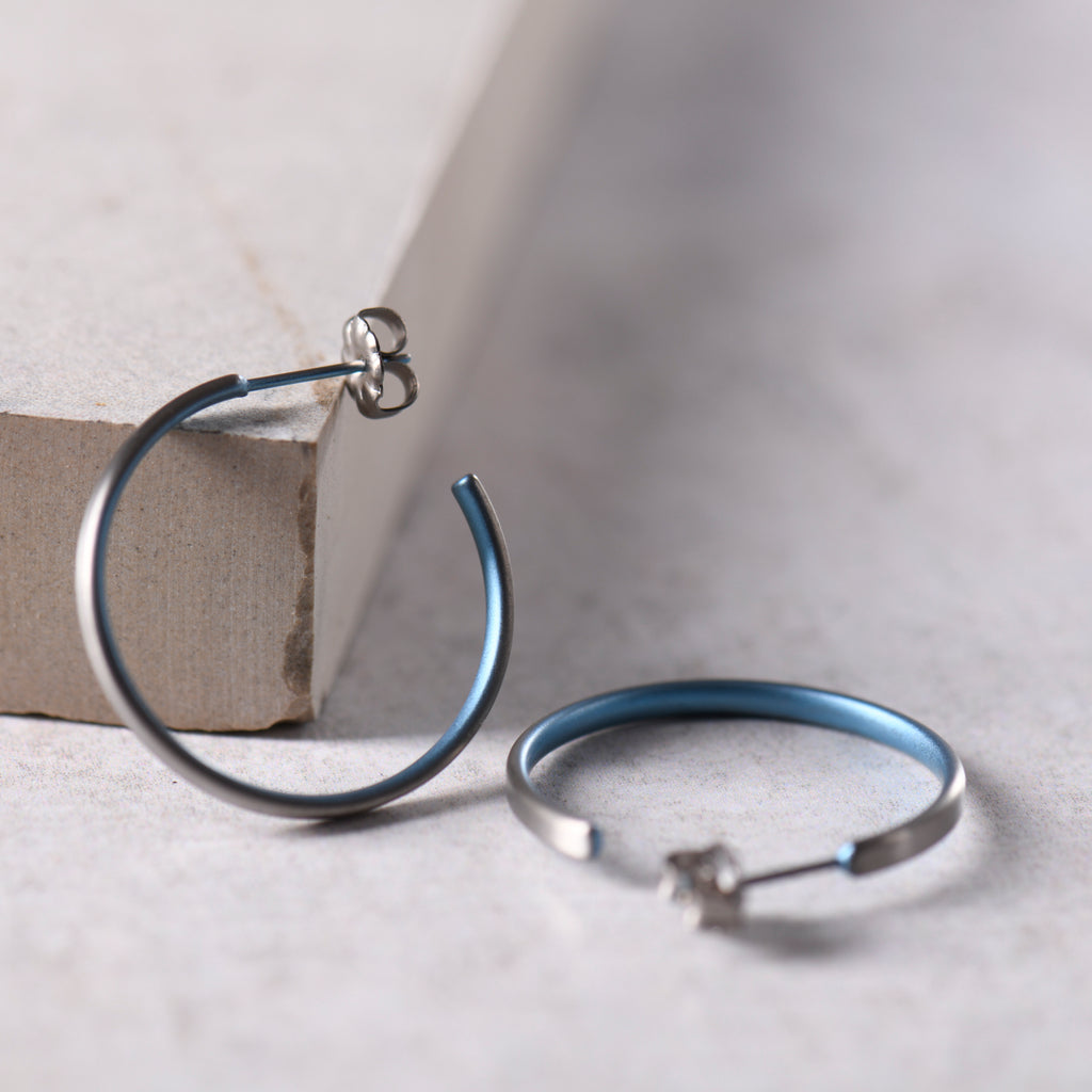 Subtle Hoops Medium Subtle Colour Hoops – Ti2 Titanium