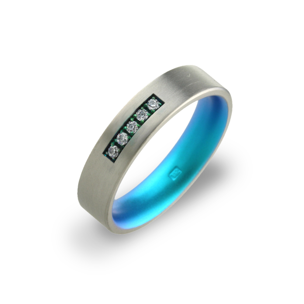Grain Set Diamond Court Flat Ring