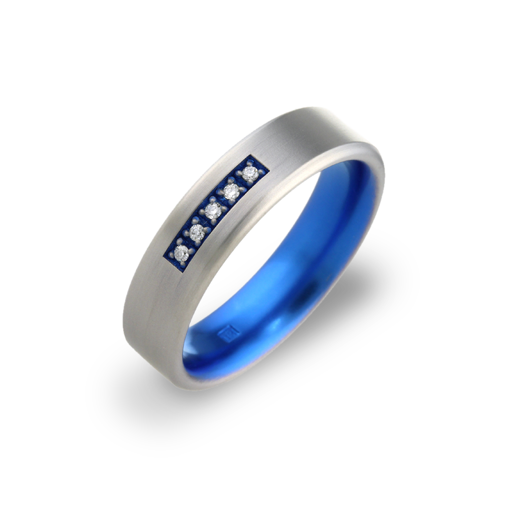 Grain Set Diamond Court Flat Ring