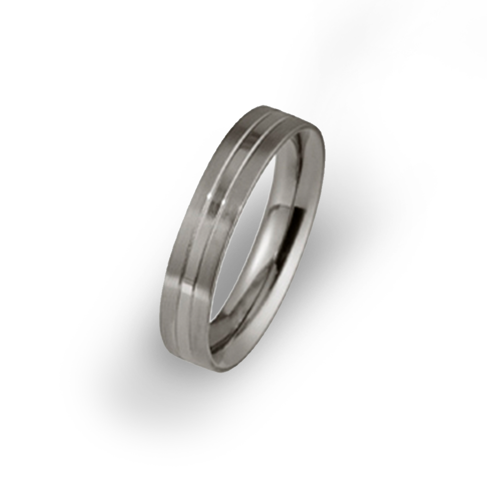 Two-Tone Double Groove Ring – Ti2 Titanium Two-Tone Double Groove Ring – Ti2 Titanium