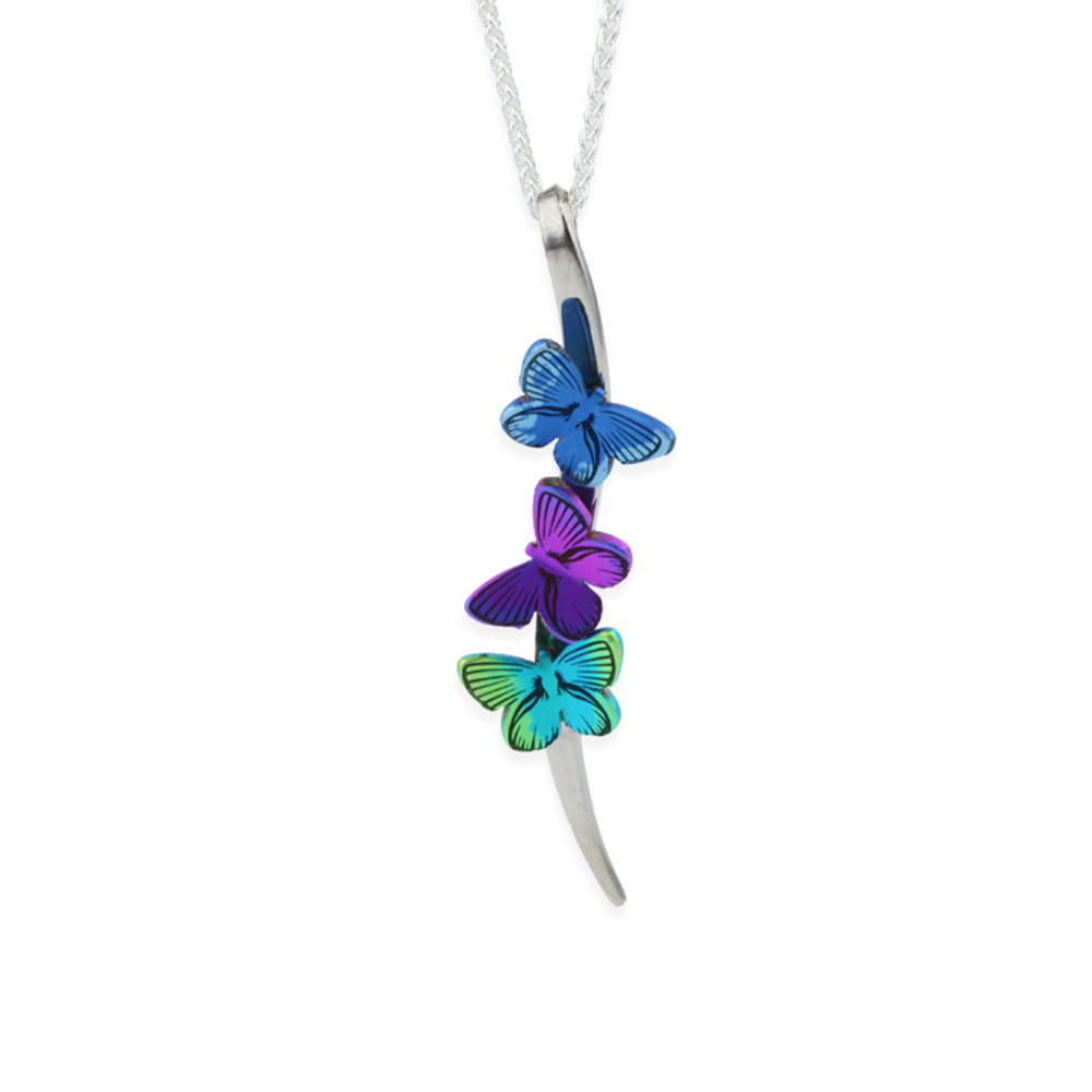 Trio Butterfly Stem Necklace