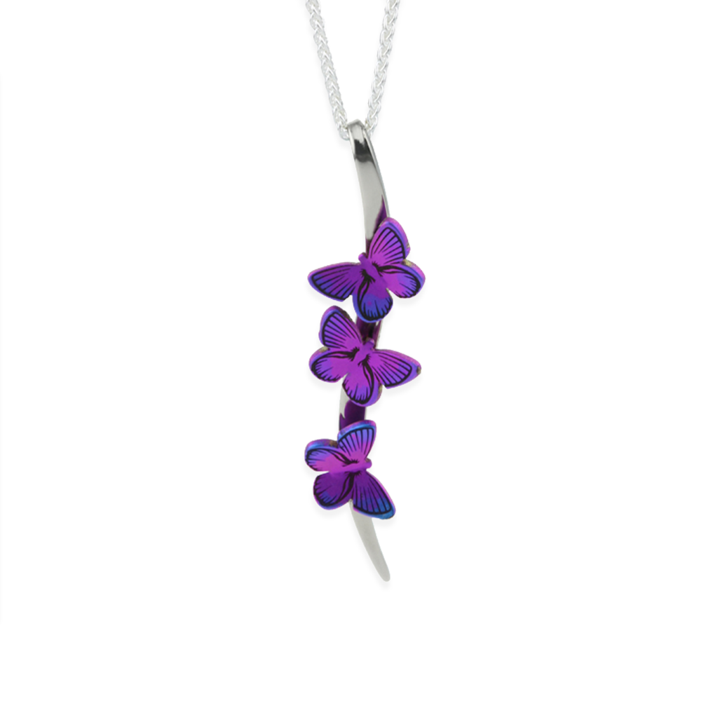 Trio Butterfly Stem Necklace