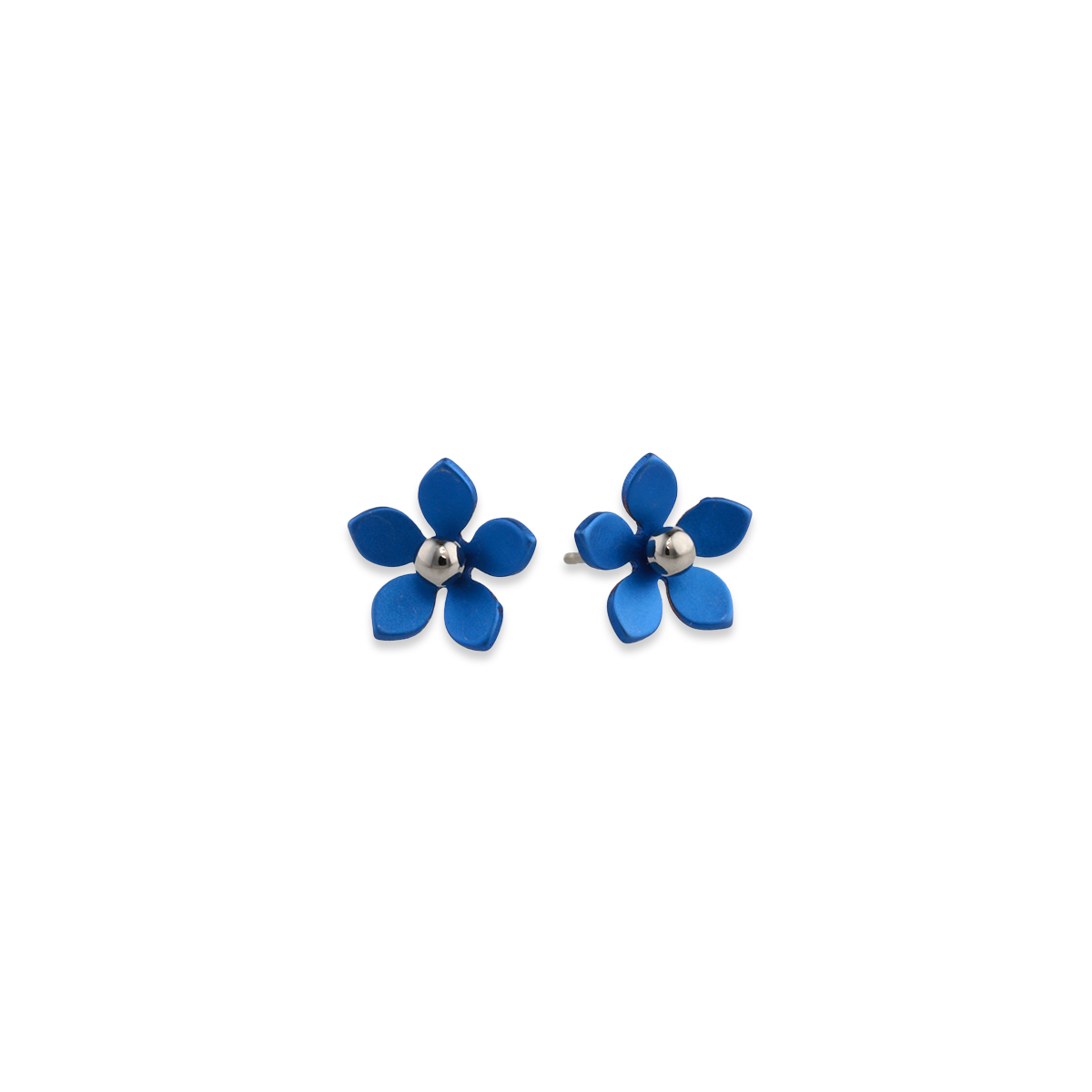 Medium Five Petal Bead Flower Stud Earrings